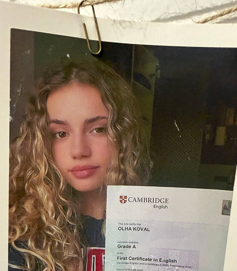 Olha Koval — Cambridge FCE Grade A, C1