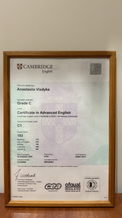 Cambridge CAE C1 Advanced — Анастасія Владика